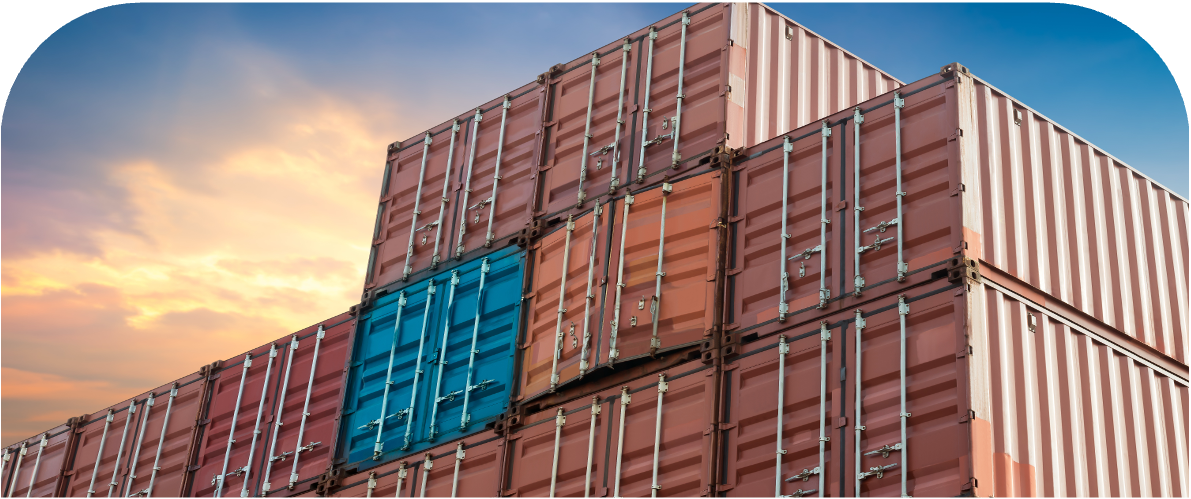 Stacked up shipping containers
